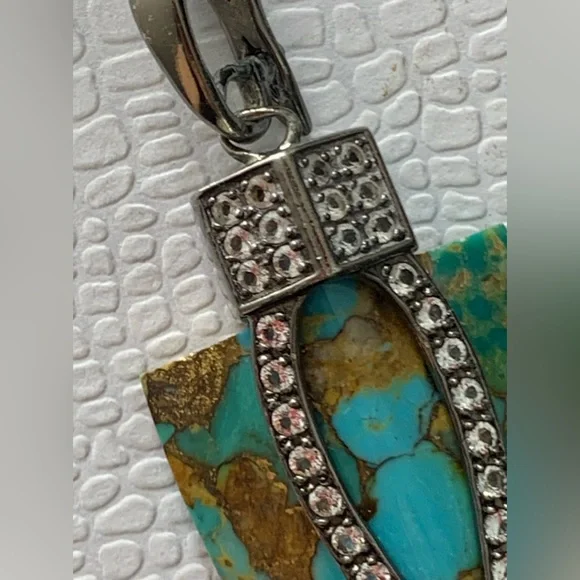 Designer NF Sterling Silver Arrowhead TurquoisePendant Necklace 20”